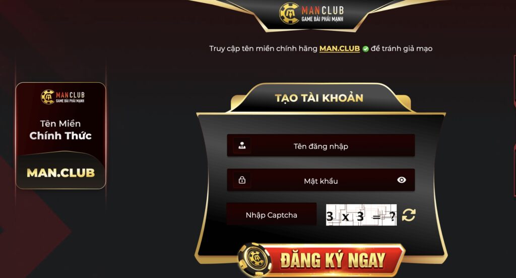 Form đăng ký tài khoản ManClub