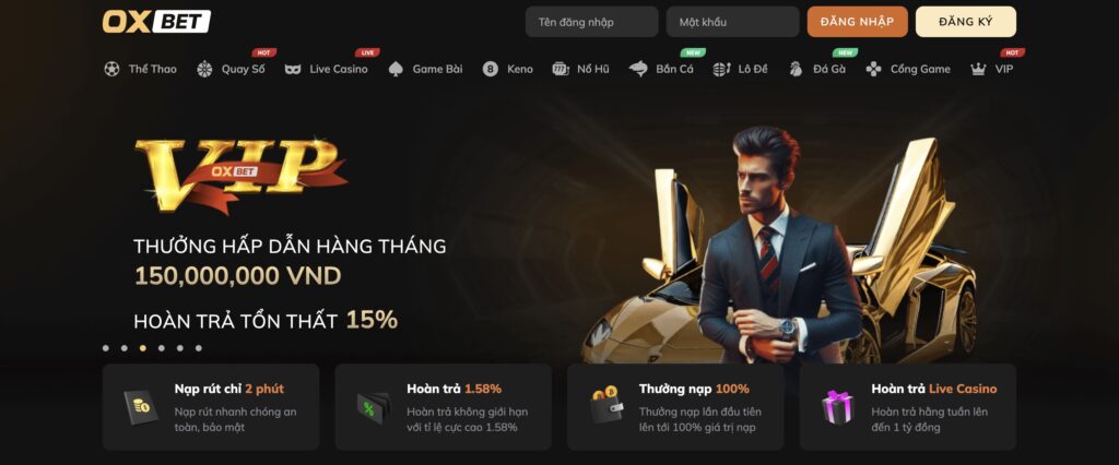 Giao diện trang chủ nhà cái OxBet