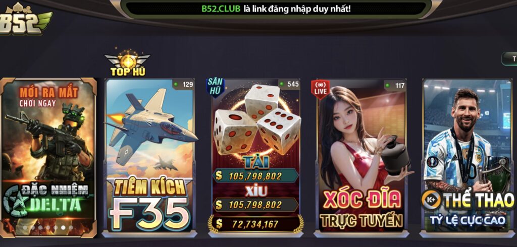 Giao diện cổng game B52