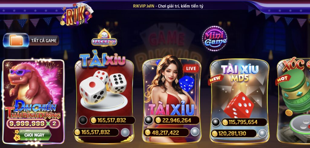Giao diện cổng game RikVip