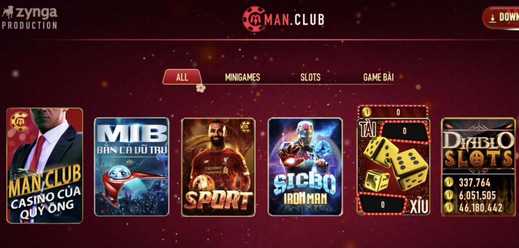 Giao diện cổng game ManClub